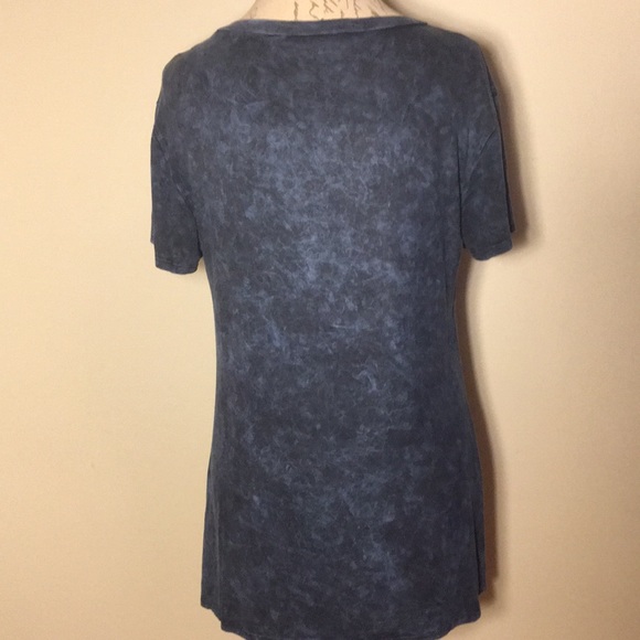 Blue tie dye loose fit t-shirt decorative holes S - Picture 3 of 4